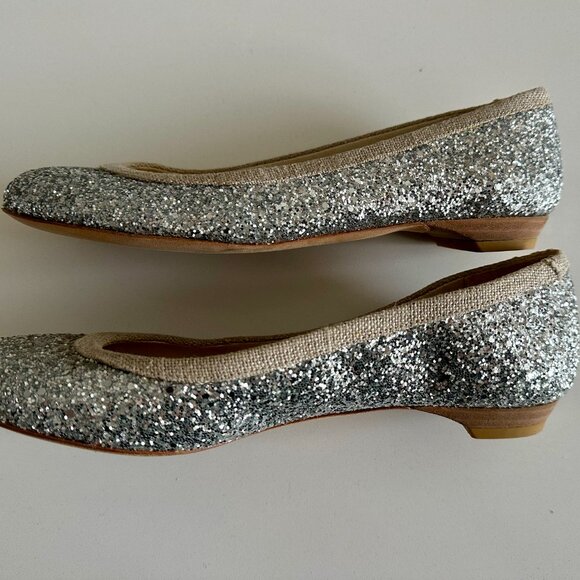 Stuart Weitzman Women's Silver Glitter Ballet Flats size 6M - Picture 4 of 6